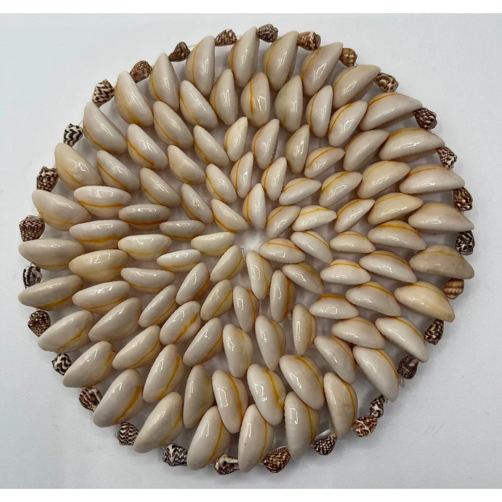 Vintage Cowrie Shell Trivet Circular Coastal Wall Decor Boho Nautical 6 Inch‎